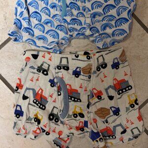 6/7 little sleepies 2 pair blue rainbow and construction bamboo super soft!
